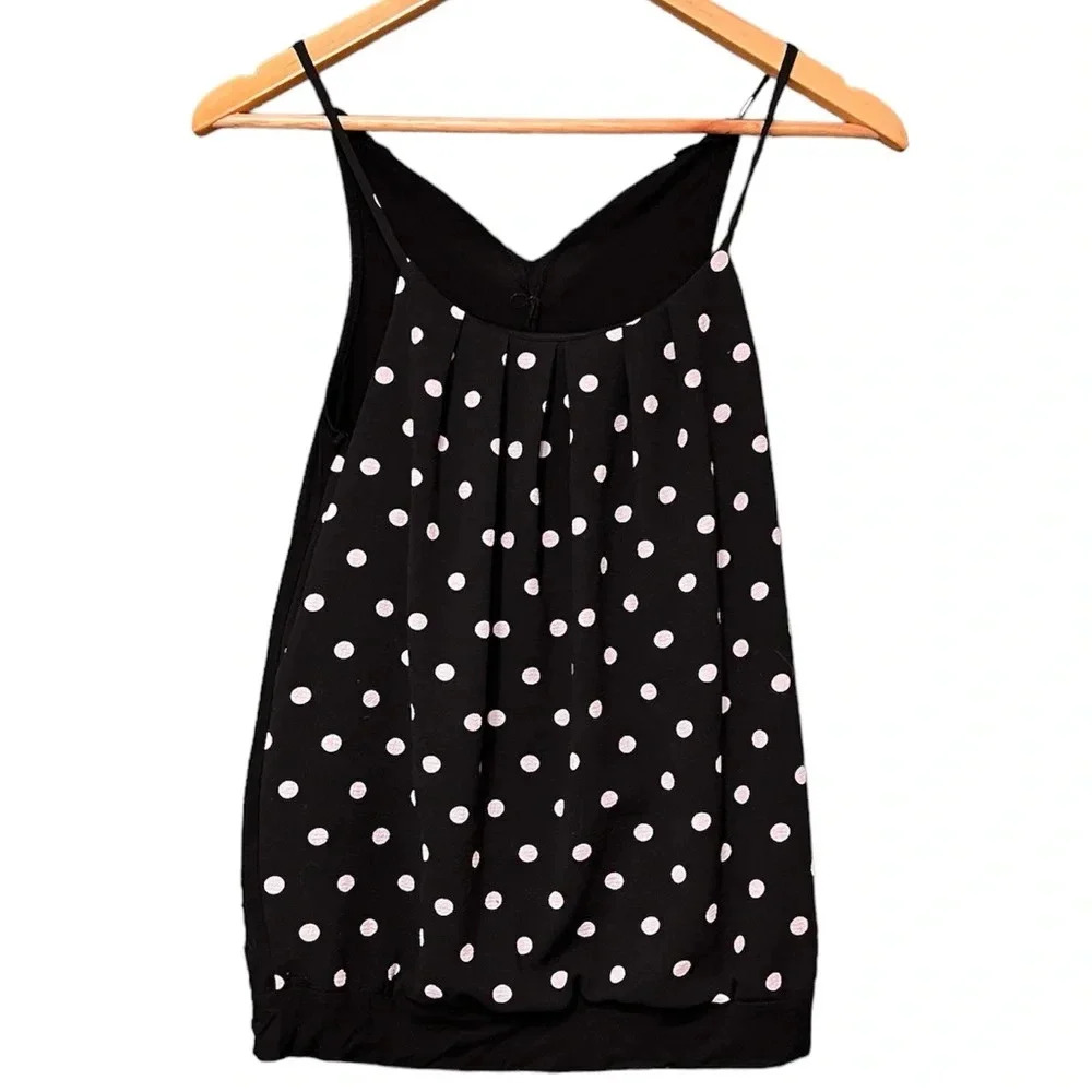 Colori Black White Polka Dot Sleeveless Tie Back Top Light Summer size Small